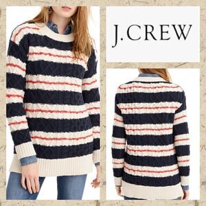 NWT MSRP $120 J. Crew Stripe Cable Knit Sweater Women's Size Small